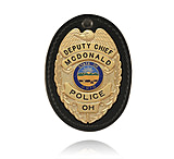 Image of Boston Leather Oval Badge Holder, Hook And Loop Closure