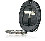 Image of Boston Leather Oval Recessed Badge Holder With Clip And Chain
