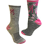 Image of Browning Bg Ladies 2 Pack Wool Blend Socks Med Grey/pink &amp; Pinkcamo