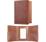 Image of SPG International Browning Leather Wallet Tri-fold Buckmark Logo Congac