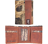 Image of SPG International Browning Men's Tri-fold Leather Wallet Mossy Oak Infinity Camo Trim