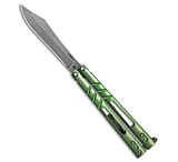 Image of Bladerunners Systems BRS Alpha Beast Infinity Balisong Butterfly Knife Green Ti 4.5 Stonewash 43EBF968