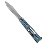 Image of Bladerunners Systems BRS Premium ALT Alpha Beast Balisong Butterfly Knife Blue Ti 4.5 Stonewash 0993329B