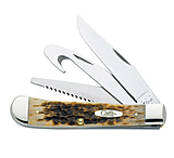 Image of Case 6354GS SS Amber Bone Hunter Trapper Knife - Clip, Gut Hook and Saw Blades