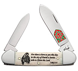 Image of Case Christmas Gift Tin-Embellished Smooth Natural Bone Canoe Folding Knife