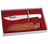 Image of Case Bowie Knife with Blade Artwork and Leather Sheath