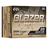 CCI Blazer 9mm Luger 115 Grain JHP Brass Pistol Ammunition