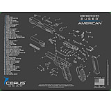 Image of Cerus Gear RUGER AMERICAN HANDGUN SCHEMATIC GUN MAT - CHARCOAL GRAY/CERUS BLUE, 12 X 17 16DD729E