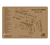 Image of Cerus Gear WALTHER PDP SCHEMATIC HANDGUN MAT - CHARCOAL GRAY/CERUS BLUE, 12 X 17 FB57A702