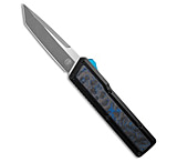 Image of Chaves Knives Chaves Dissident OTF Tanto Knife Battleworn Black Al/Electric Blue CF 3.8 SW B0C98EED