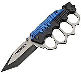 Image of China Made Combat Trench Linerlock Blue Folding Knife