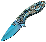 Image of China Made Deer Linerlock Blue Assisted Opening Folding Knife