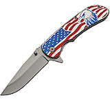 Image of China Made Eagle/Flag Linerlock Assisted Opening Folding Knife
