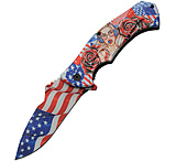 Image of China Made Flag Linerlock A/O LibertyRose 4.00 in Stainless Steel Assisted Opening Folding Knife