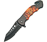 Image of China Made Flaming Skull Linerlock A/O Folding Knife