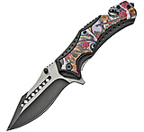 Image of China Made Linerlock Sugar Skull Assisted Opening Folding Knife