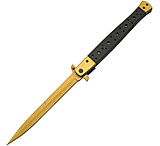 Image of China Made Long Stiletto Linerlock Gold 6.00 in Stainless Steel Assisted Opening Folding Knife