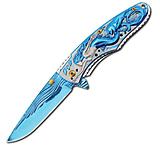Image of China Made Mermaid Linerlock Blue A/O Folding Knife