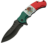 Image of China Made Mexican Flag Linerlock A/O 3.75 in Stainless Steel Assisted Opening Folding Knife