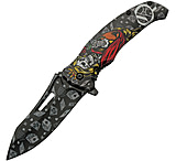Image of China Made Queen Skull Linerlock A/O 3.75 in Stainless Steel Assisted Opening Folding Knife