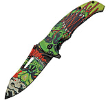 Image of China Made Radium Skull Linerlock A/O 3.75 in Stainless Steel Assisted Opening Folding Knife