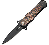 Image of China Made Skull Linerlock A/O Stacked 3.50 in Stainless Steel Assisted Opening Folding Knife