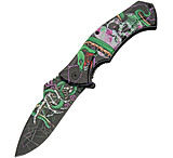 Image of China Made Skull Linerlock 4.00 in Stainless Steel Assisted Opening Folding Knife