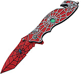 Image of China Made Spider Web Linerlock A/O Red 3.75 in Stainless Steel Assisted Opening Folding Knife