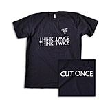 Image of Chris Reeve Knives Navy Blue T-Shirt Think Twice, Cut Once Short Sleeve 1C0ED765
