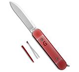 Image of Chuck Gedraitis Knives Chuck Gedraitis Alox SAS Linerlock Red Lined Aluminum 3.25 Satin 79A86A90