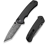 Image of CIVIVI Button Lock Brazen Flipper &amp; Thumb Stud Knife Twill Carbon Fiber Overlay On Black G10 Handle 3.46inch Damascus Blade