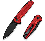 Image of CIVIVI Mini Shakan Flipper &amp; Thumb Stud &amp; Button Lock Knife Ripple Patterned Red Aluminum Handle 2.48inch Black Stonewashed Nitro-v Blade