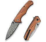 Image of CIVIVI Photonix Flipper &amp; Thumb Stud Knife Guibourtia Wood Handle 3.7inch Damascus Blade C23081b-ds1