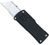 Image of CobraTec Knives CTOTFUTBLK Utility OTF Plain Aluminum Blade, 3.38&quot; Black Alumin