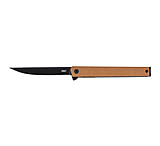 Image of CRKT CEO Flipper, Folding Knife, 3.35 Drop Point Blade, Aus 8 Blade Steel, 7.69 Overall Length, Electro Deposition Painting Finish, Black, Brown Glass Reinforced Nylon Handle, Liner Lock