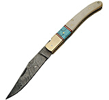 Image of Damascus Bone Turquoise Folding Knife