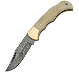 Image of Damascus Camel Bone Lockback Folding Knife