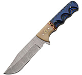 Image of Damascus Fixed Blade Blue Wood