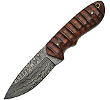 Image of Damascus Hunter Grooved Rosewood Fixed Blade Knife