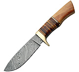 Image of Damascus Hunter Wood/Leather Handle Fixed Blade Knife