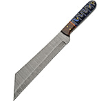 Image of Damascus Seax Blue 8.75in Fixed Blade Knife