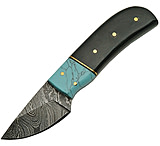 Image of Damascus Skinner Horn Turquoise Fixed Blade Knife