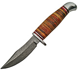 Image of Damascus Stacked Leather Skinner Fixed Blade Knife