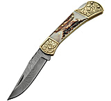 Image of Damascus Stag Engraved Bolster Fixed Blade Knife