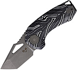 Image of Damned Designs Oni Linerlock Damascus DMN014BKWT 2.00 in Stainless Steel Folding Knife