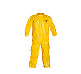 Image of DuPont Tychem QC Yellow Coveralls with Laydown Collar and Elastic Wrists w/ Ankles, Case of 4