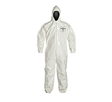Image of DuPont Tychem SL White Coveralls with Standard Fit Hood, Elastic Wrists w/ Attached Socks, Case of 6