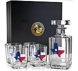 Image of Old Southern Brass Texas Flag Decanter Whiskey Glass Gift Set