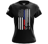 Image of We the People Holsters American Flag Thin Blue/Red Line Public Service Support Short Sleeve Shirt - Women's