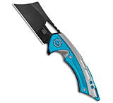 Image of EOS Mini Nautilus Frame Lock Knife Titanium Satin/Blue 3.1 Black 1DE671E7